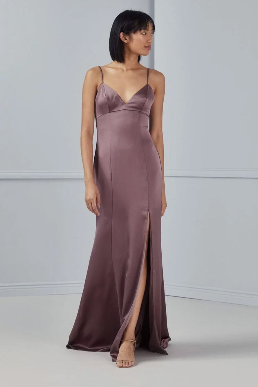 NWT Amsale Briar Violet High Low Sheath Gown GB162S US 8
